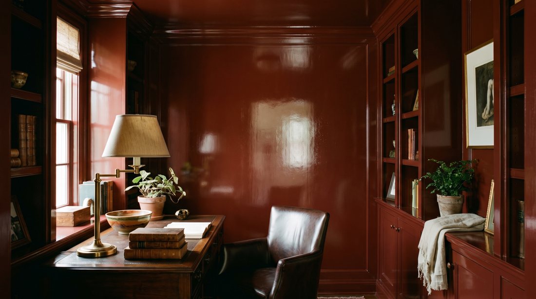 A study finished in high-gloss oxblood